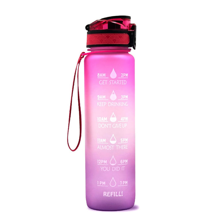 32 oz Motivational Water Bottle with Time Markers and Fruit Infuser