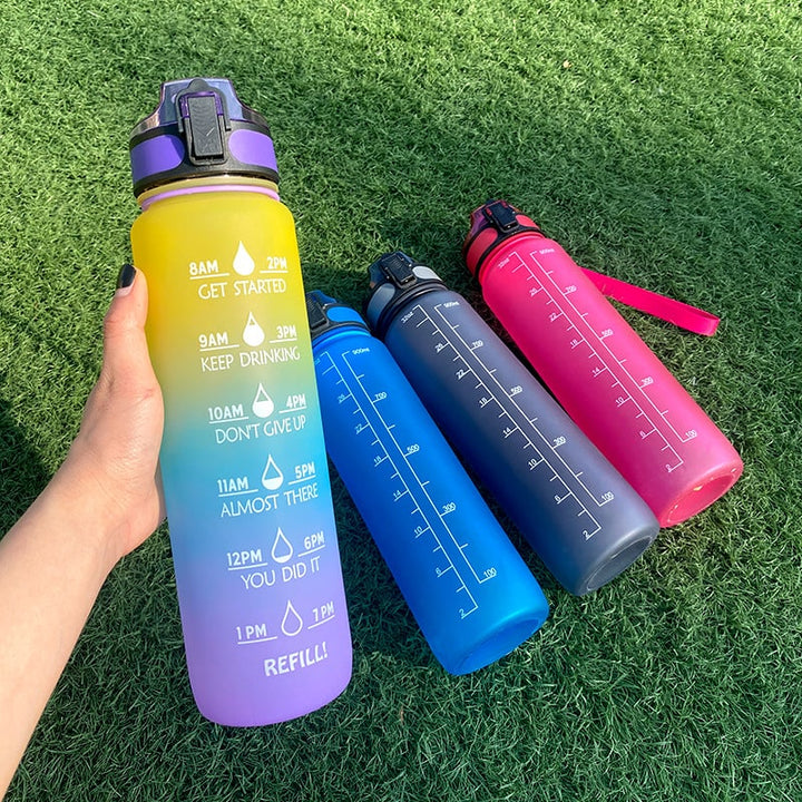 32 oz Motivational Water Bottle with Time Markers and Fruit Infuser