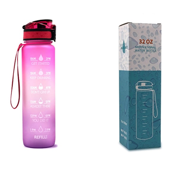 32 oz Motivational Water Bottle with Time Markers and Fruit Infuser