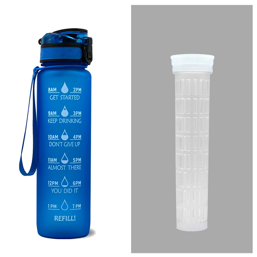 32 oz Motivational Water Bottle with Time Markers and Fruit Infuser