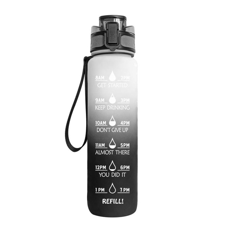32 oz Motivational Water Bottle with Time Markers and Fruit Infuser
