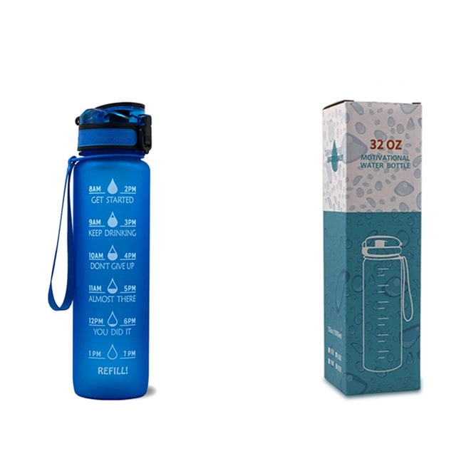 32 oz Motivational Water Bottle with Time Markers and Fruit Infuser