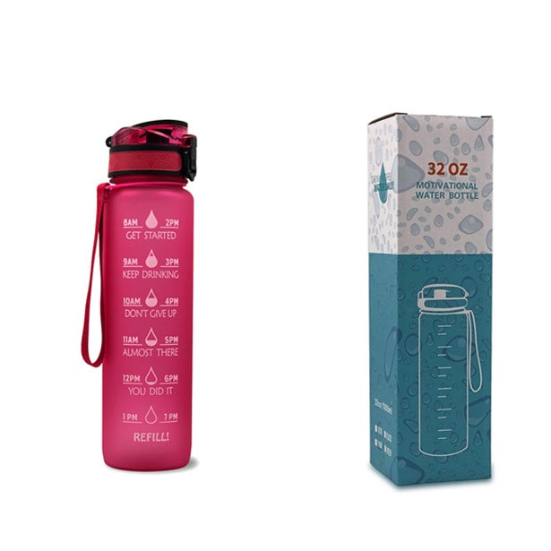 32 oz Motivational Water Bottle with Time Markers and Fruit Infuser