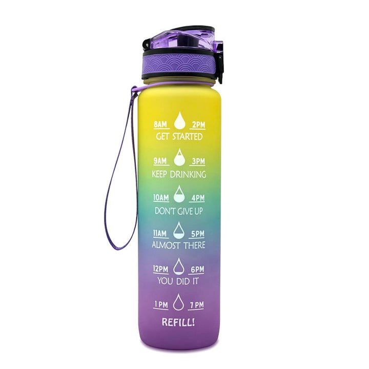 32 oz Motivational Water Bottle with Time Markers and Fruit Infuser