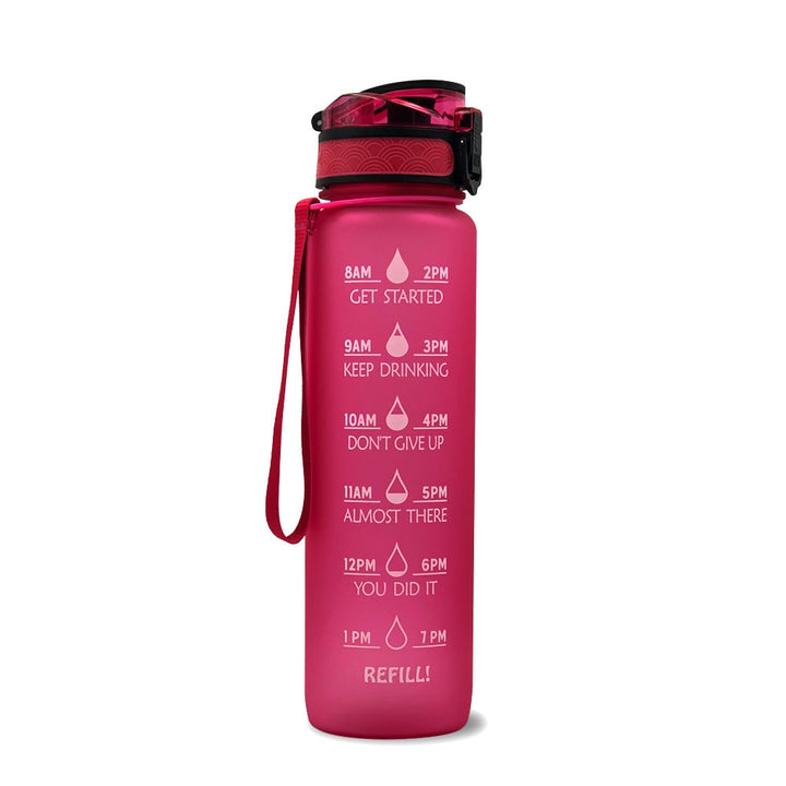 32 oz Motivational Water Bottle with Time Markers and Fruit Infuser
