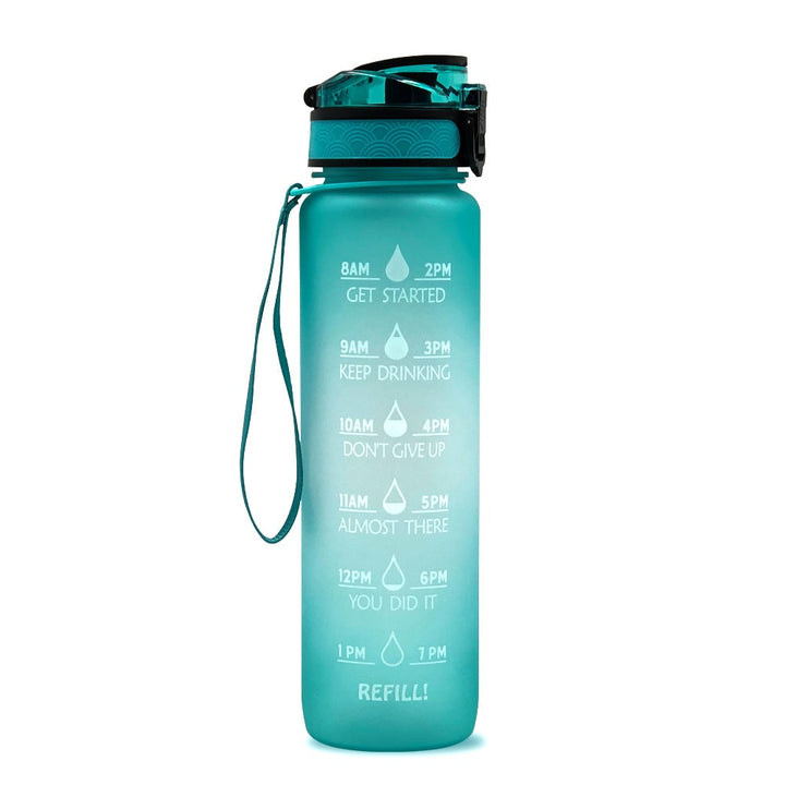 32 oz Motivational Water Bottle with Time Markers and Fruit Infuser