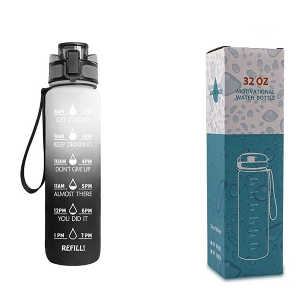 32 oz Motivational Water Bottle with Time Markers and Fruit Infuser