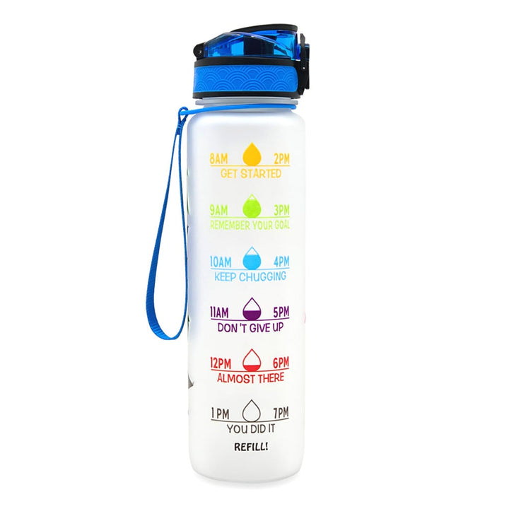 32 oz Motivational Water Bottle with Time Markers and Fruit Infuser
