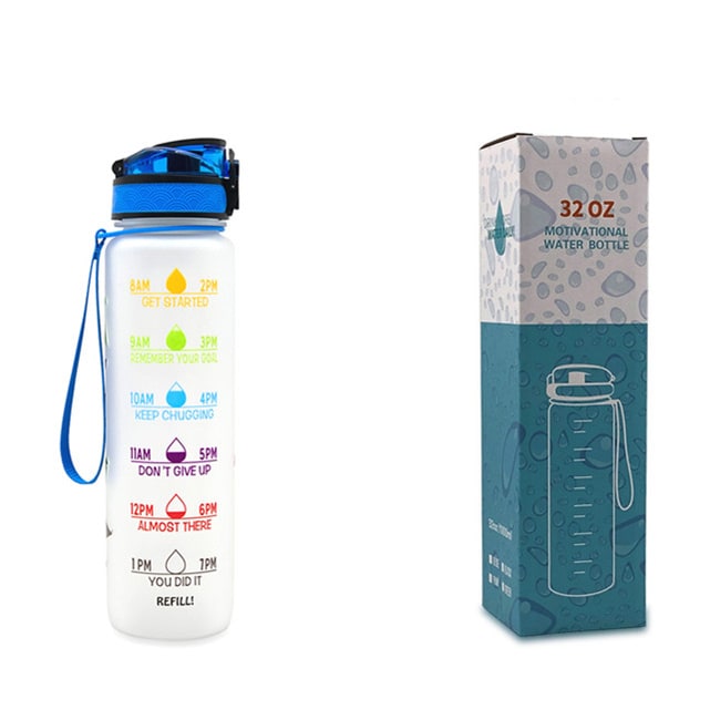 32 oz Motivational Water Bottle with Time Markers and Fruit Infuser