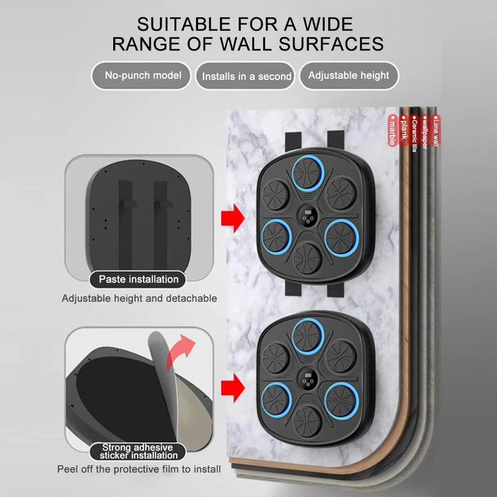 Wall-Mounted Music Boxing Machine with 6 LED Pads