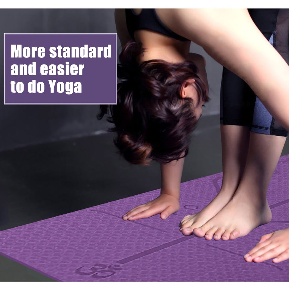 Non-Slip 6mm TPE Yoga Mat with Body Alignment Lines