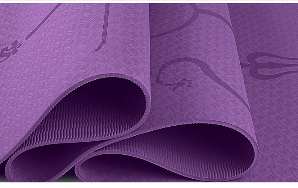 Non-Slip 6mm TPE Yoga Mat with Body Alignment Lines