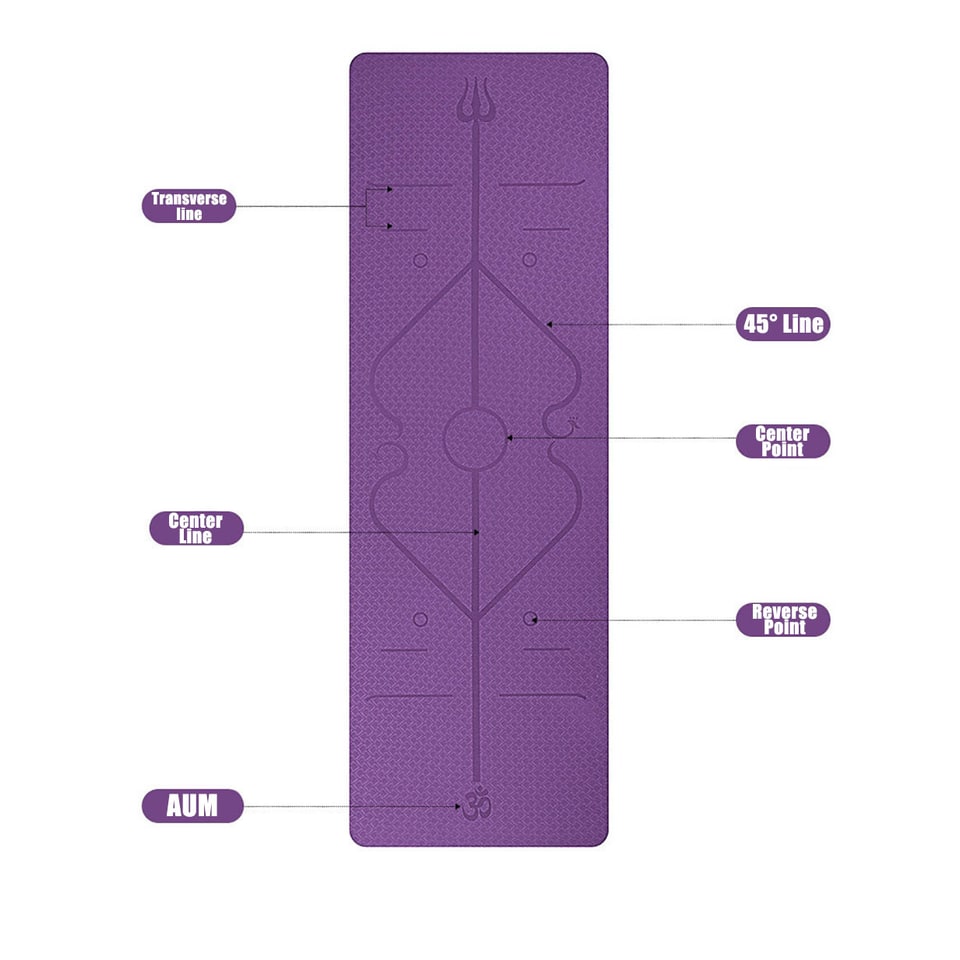 Non-Slip 6mm TPE Yoga Mat with Body Alignment Lines