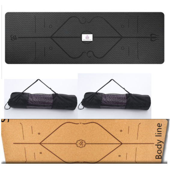 Non-Slip 6mm TPE Yoga Mat with Body Alignment Lines