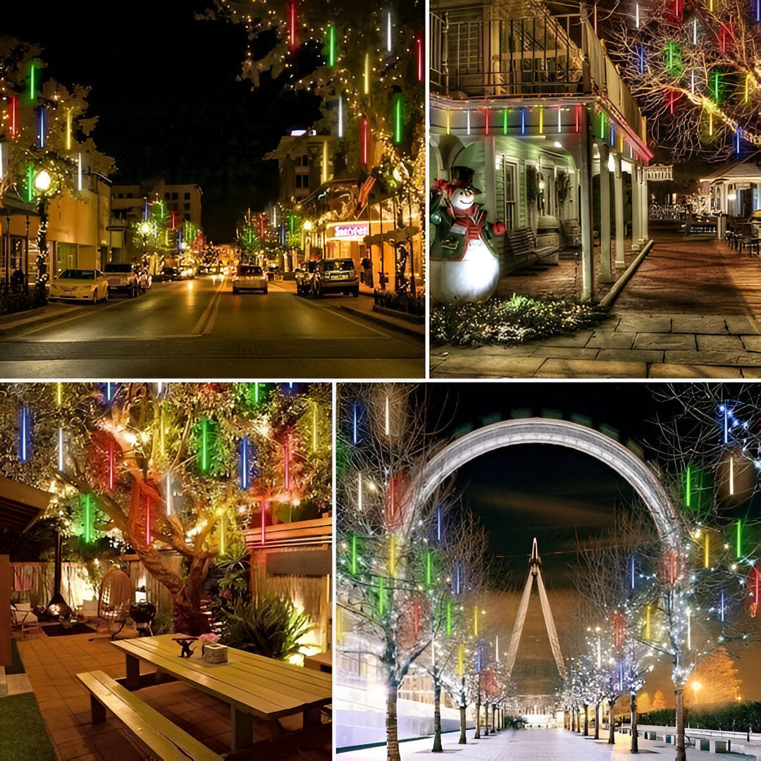 Snowfall LED Garland Lights with Meteor Shower Effect, Set of 8