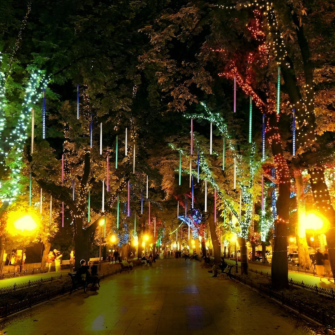 Snowfall LED Garland Lights with Meteor Shower Effect, Set of 8