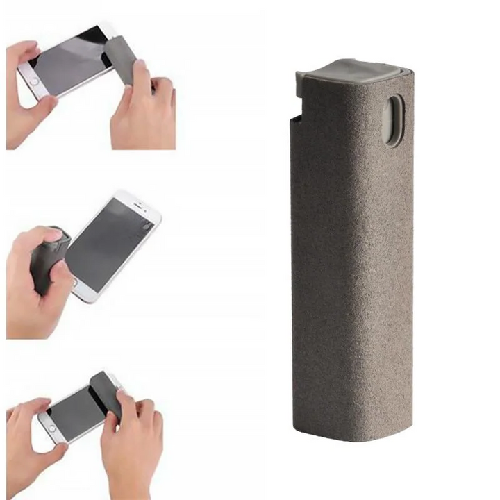Pocket Screen Cleaner Spray with Built-In Microfiber Wiper