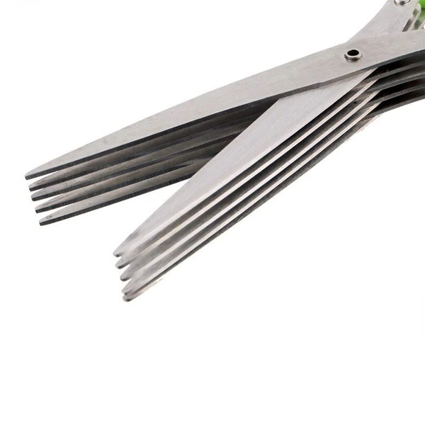 5-Blade Herb Scissors in Stainless Steel with Cleaning Comb
