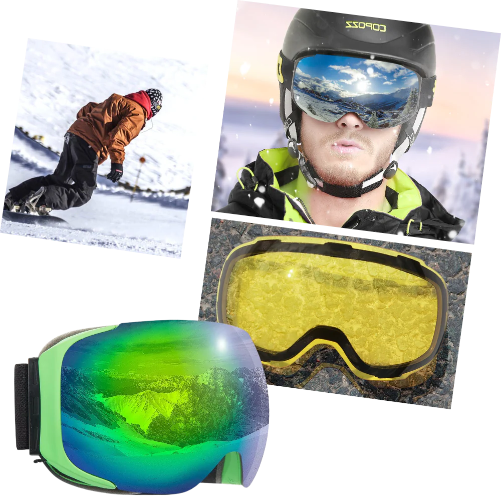 Magnetic Snow Goggles with 2 Polarized Interchangeable Lenses