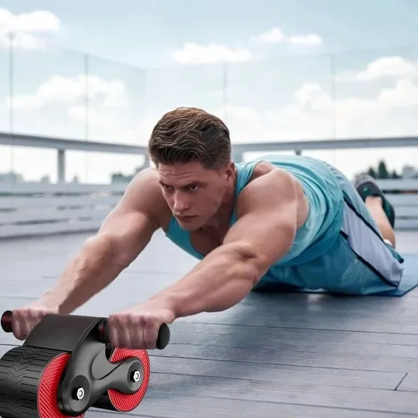 Ab Roller with Double-Spring Rebound and Built-In Phone Stand