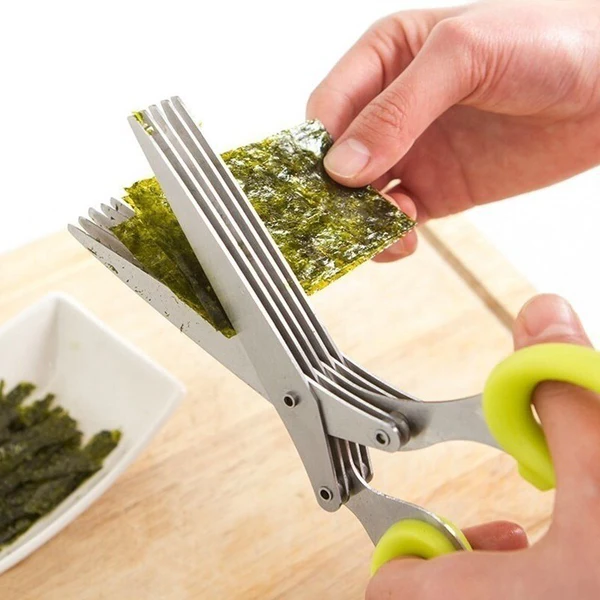 Hendrano™ 5-Blade Herb Scissors in Stainless Steel with Cleaning Comb