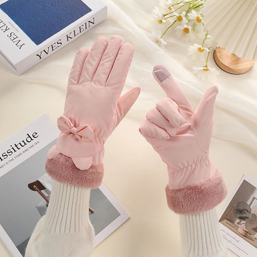 Hendrano™ Elegant Touchscreen Winter Gloves for Women with Bow Accent