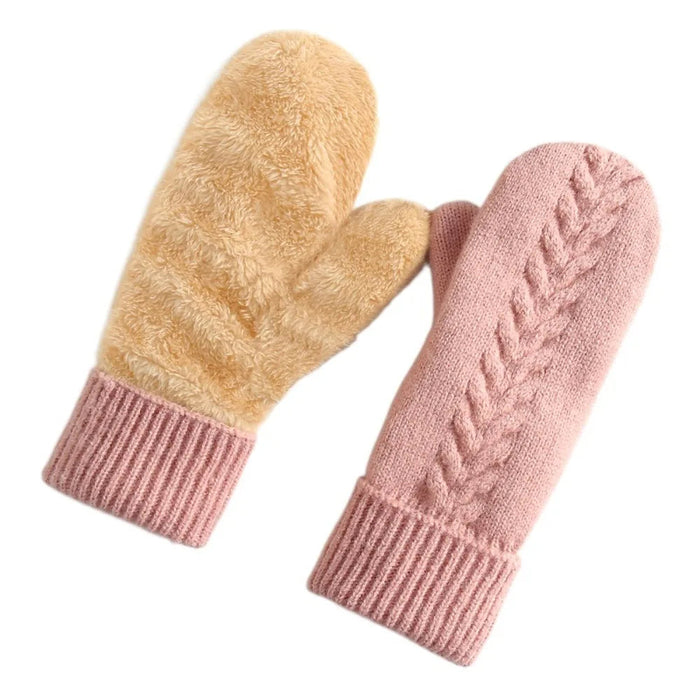 Hendrano™ Fleece-Lined Double-Layer Knit Mittens with Long Cuffs