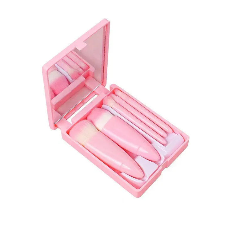Hendrano™ Mini Makeup Brush Set with Mirror in a Compact Case