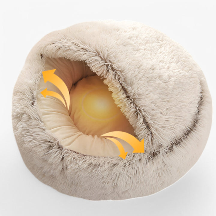 Hendrano™ Round Faux Fur Pet Bed with Washable Cover and Non-Slip Bottom