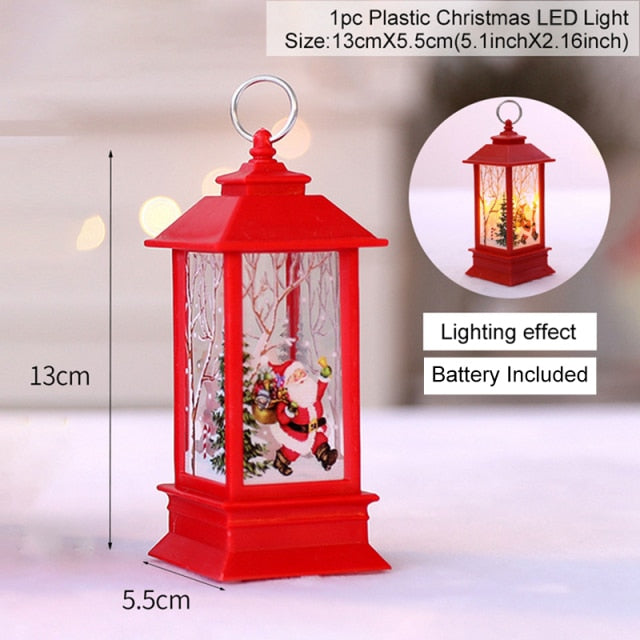 Mini Christmas Lantern with Snowy Pine Cones and Red Berries