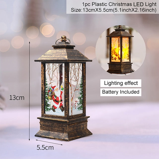 Mini Christmas Lantern with Snowy Pine Cones and Red Berries