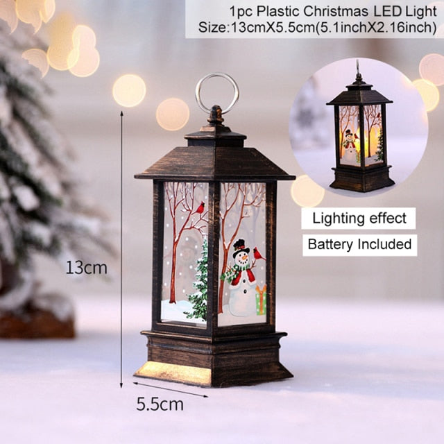 Mini Christmas Lantern with Snowy Pine Cones and Red Berries