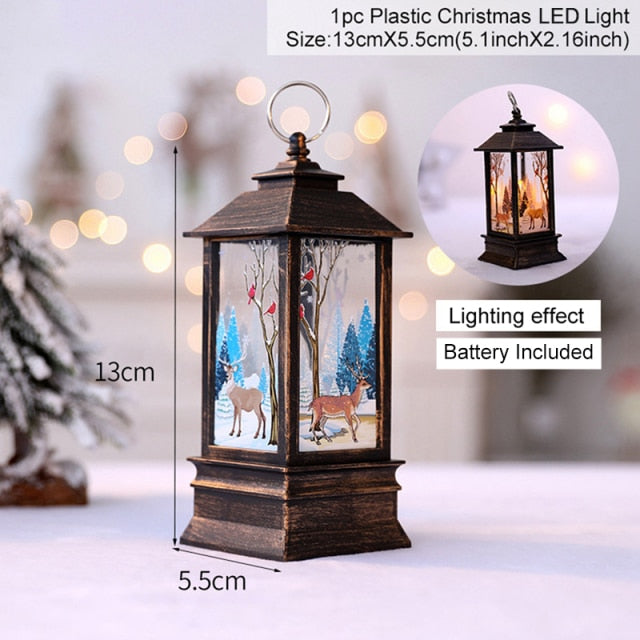Mini Christmas Lantern with Snowy Pine Cones and Red Berries