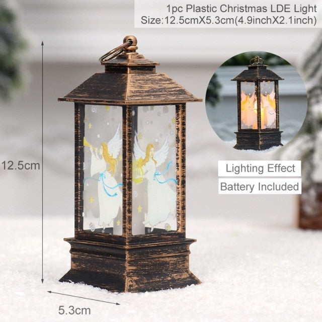 Mini Christmas Lantern with Snowy Pine Cones and Red Berries