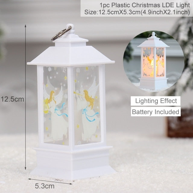 Mini Christmas Lantern with Snowy Pine Cones and Red Berries
