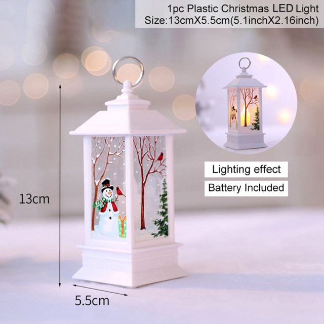 Mini Christmas Lantern with Snowy Pine Cones and Red Berries
