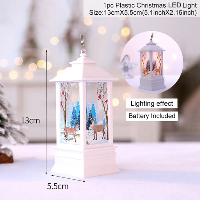 Mini Christmas Lantern with Snowy Pine Cones and Red Berries