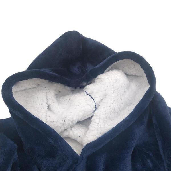 Fleece-Lined Blanket Sweater with Giant Hood and Pocket