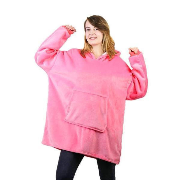 Fleece-Lined Blanket Sweater with Giant Hood and Pocket