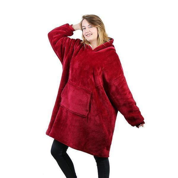 Fleece-Lined Blanket Sweater with Giant Hood and Pocket