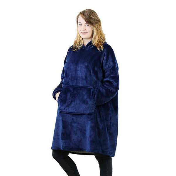 Fleece-Lined Blanket Sweater with Giant Hood and Pocket