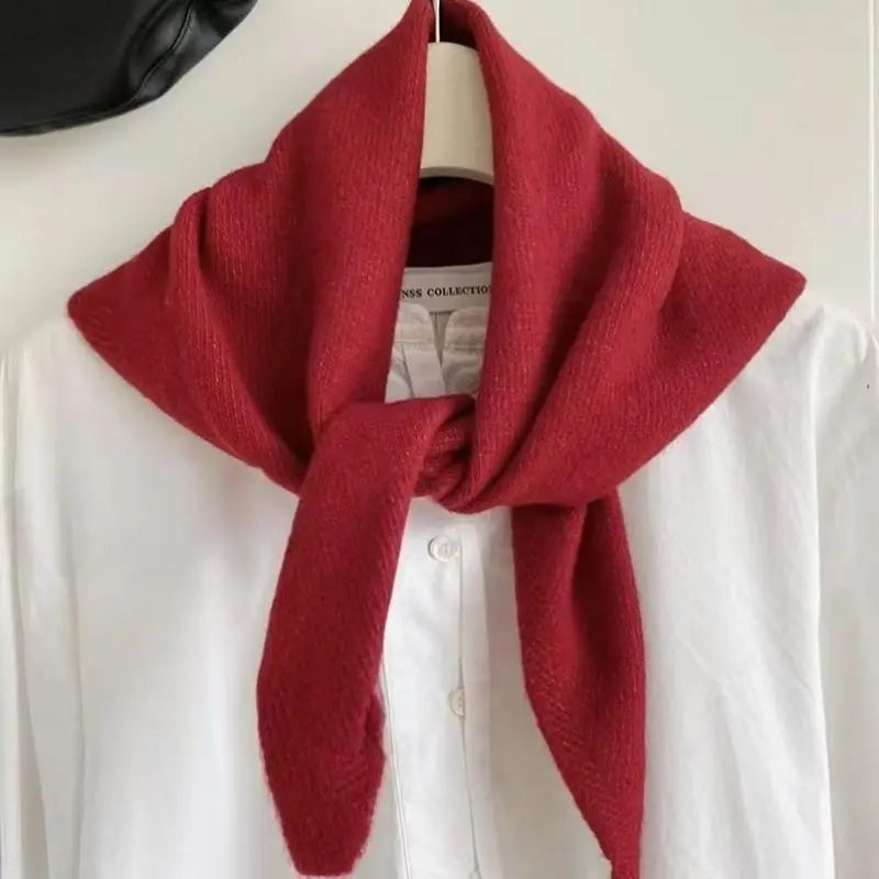 Korean-Style Triangle Knit Scarf for Women – Light &amp; Cozy