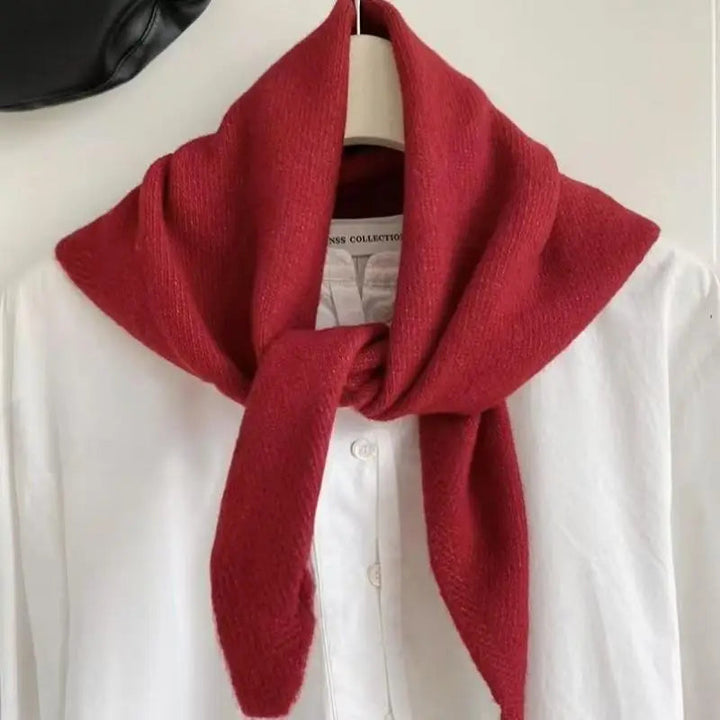 Korean-Style Triangle Knit Scarf for Women – Light &amp; Cozy