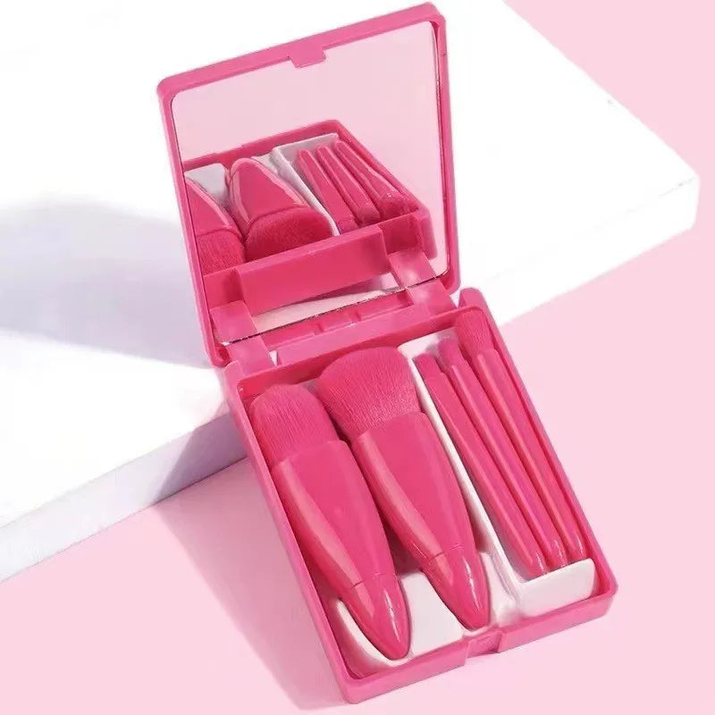Hendrano™ Mini Makeup Brush Set with Mirror in a Compact Case