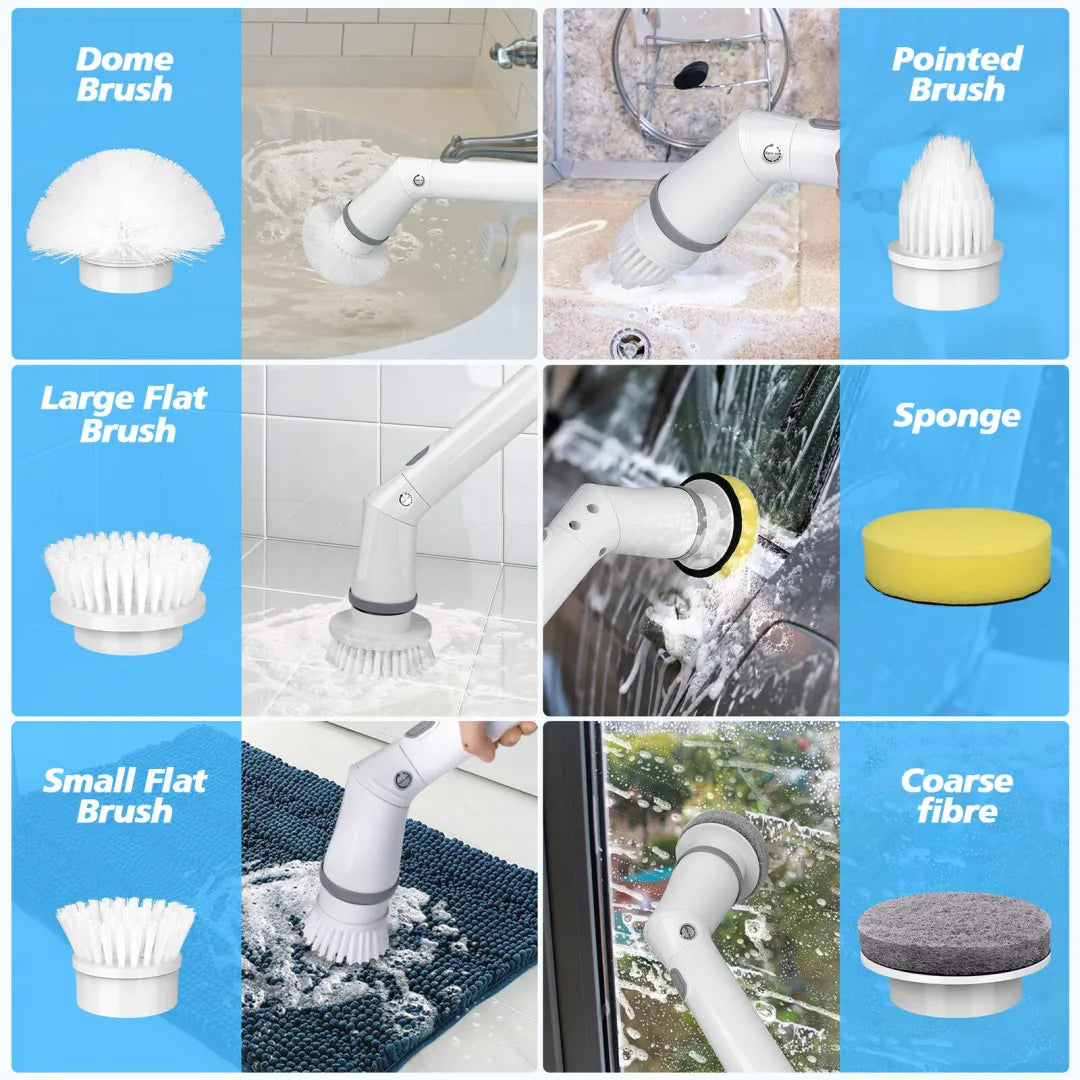 Cordless Electric Spin Scrubber with 7 Brush Heads