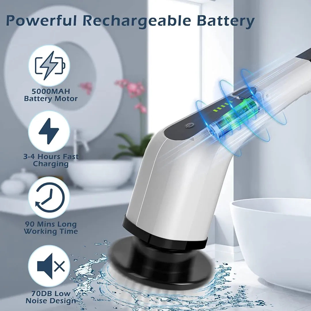 Cordless Electric Spin Scrubber with 7 Brush Heads