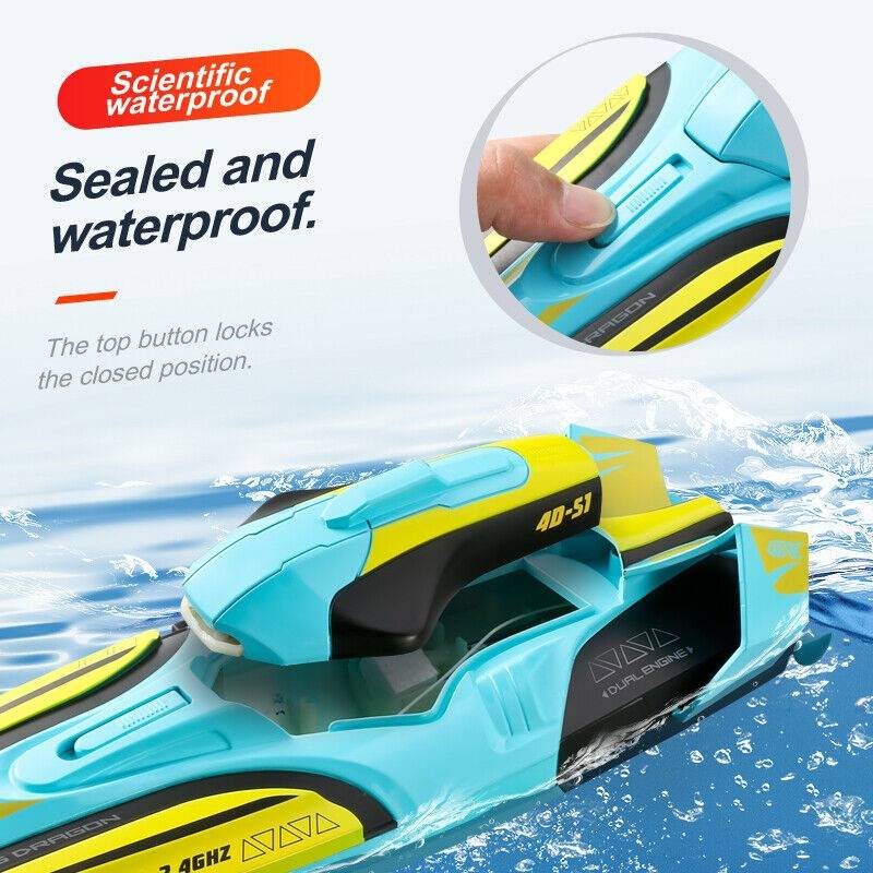 Hendrano™ High-Speed RC Boat with Twin Motors and LED Lights, 22 mph