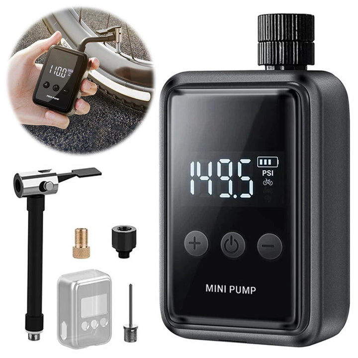 Electric Mini Bike Pump with Digital Display &amp; Auto Shutoff