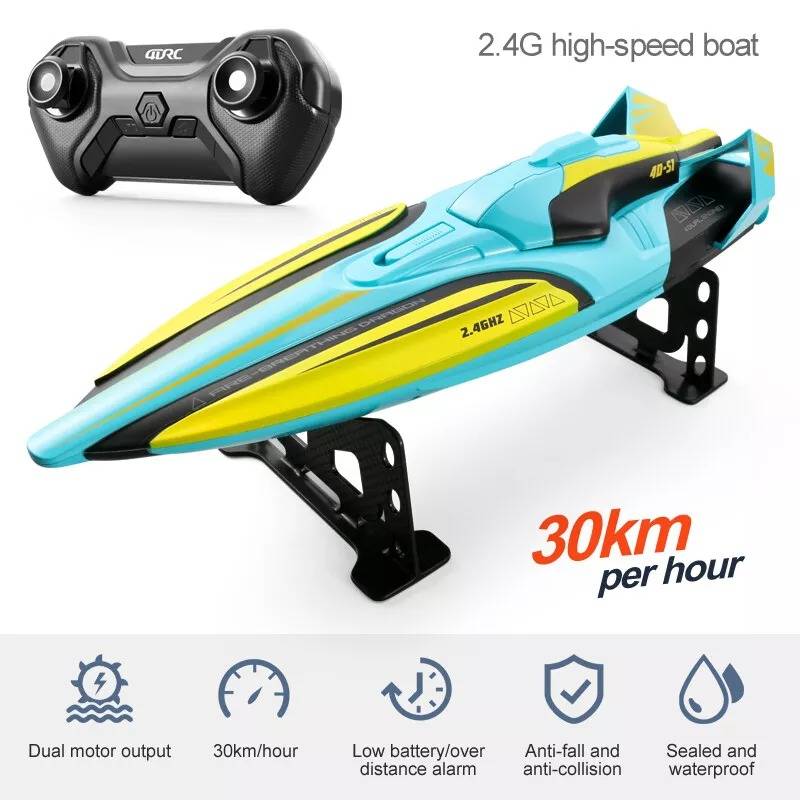Hendrano™ High-Speed RC Boat with Twin Motors and LED Lights, 22 mph