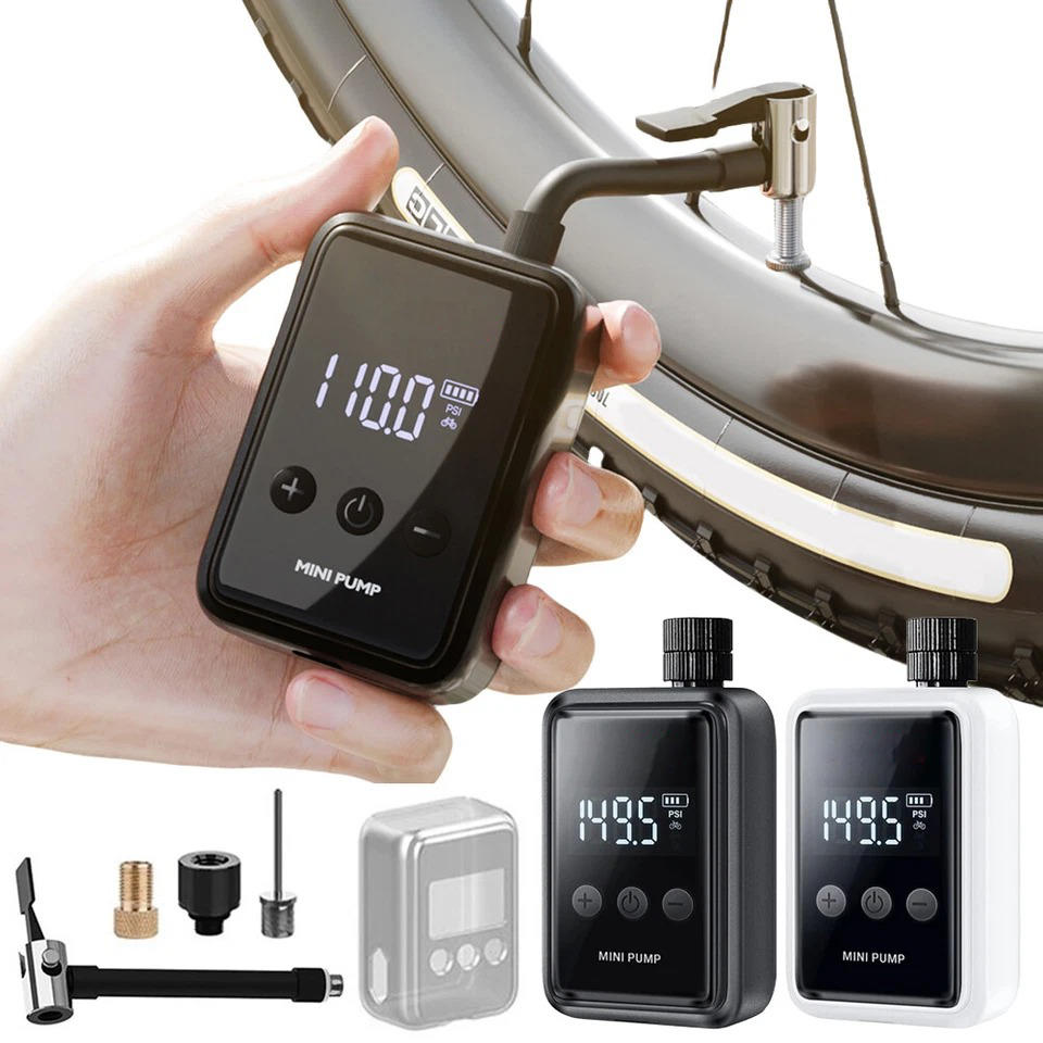 Electric Mini Bike Pump with Digital Display &amp; Auto Shutoff